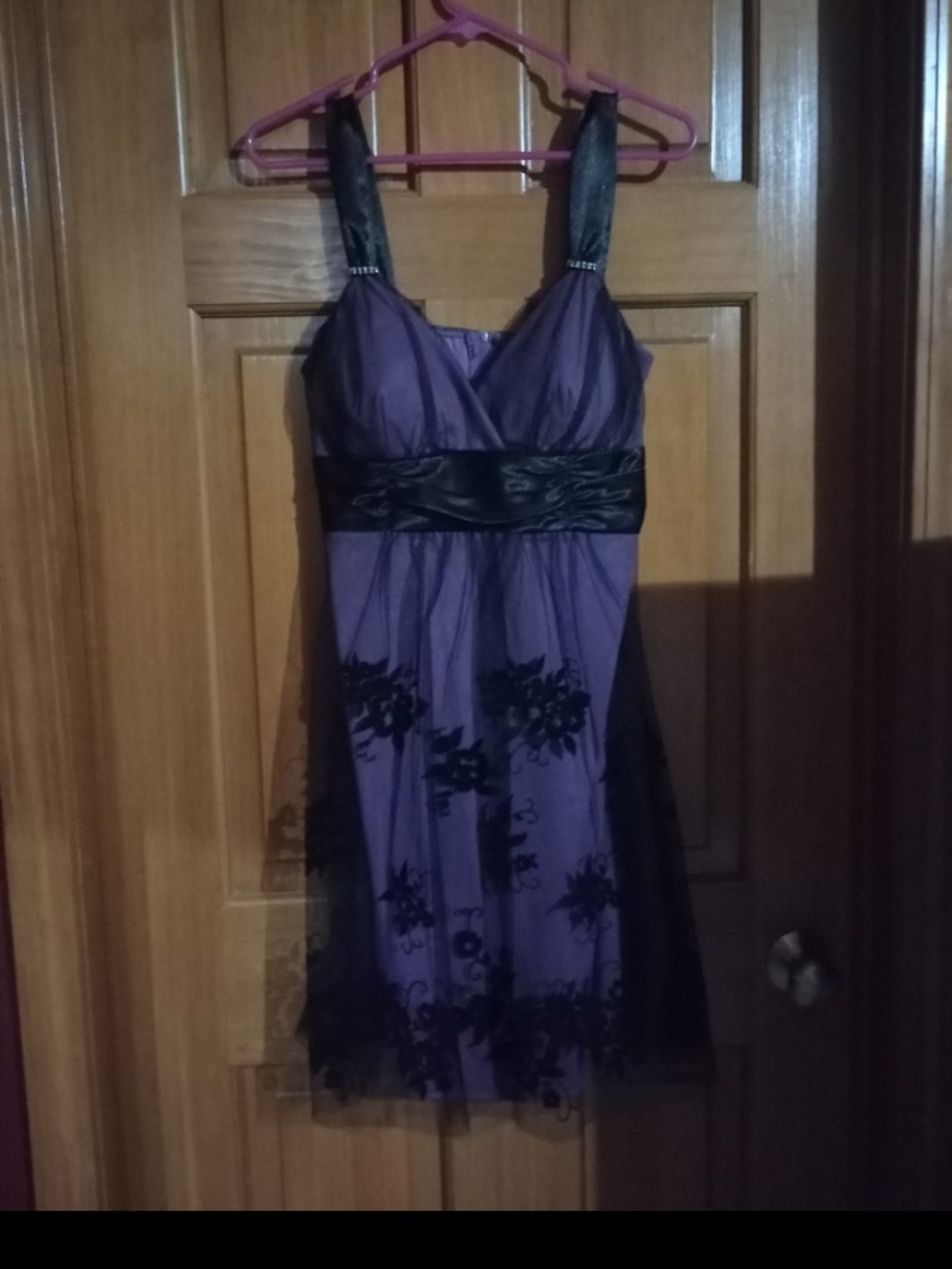 Gorgeous vintage 2000's bejeweled Purple and Black Embroidered Cocktail Dress